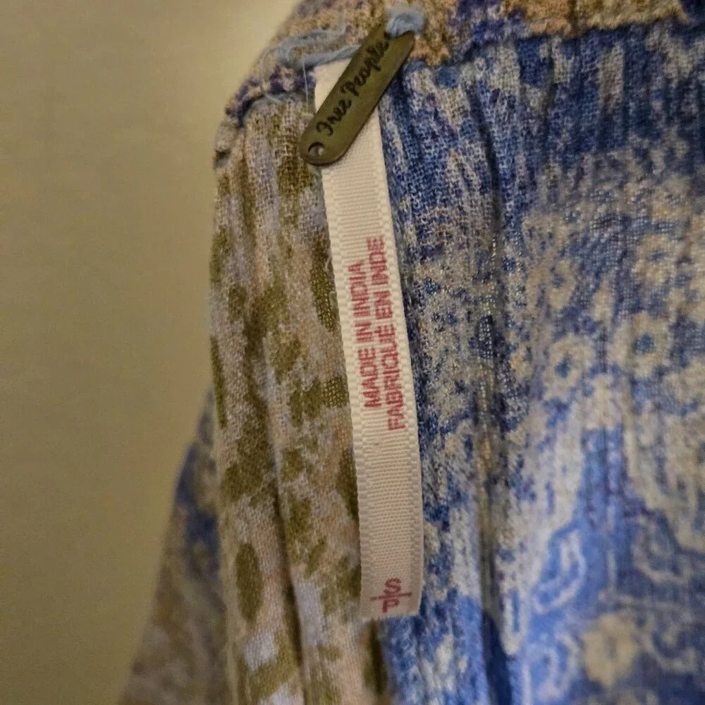 Free People Begonia Balloon Haram Pants Icy Blue Combo Pockets Size S